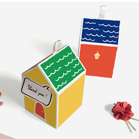 YZ mignon maison forme boîte d'emballage de bonbons secs papier enduit Type de dossier pour gâteau cadeaux boîte carrée UV avantage estampage manipulation