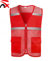 Gilet Réfléchissant en Maille à Vente Chaude pour Travailleurs, Gilet de Construction Nocturne à Bandes Réfléchissantes, Gilet Multi-Poches pour Volontaires en Extérieur