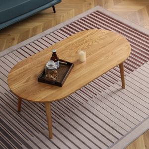 Mesa de Centro Ovalada Moderna con 2 Cajones, Mesa de Madera Sólida para Sala de Estar u Oficina, Muebles Minimalistas en Stock - Product Image 3