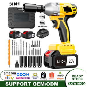 3 1 Impact Wrench <b>Set</b> 20V Cordless Brushless Motor 430NM Max <b>Torque</b> 1/2inch Drive Size Industrial Grade DIY Battery Powered - Product Image 5