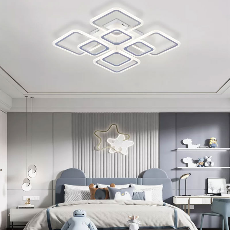 High Quality Nordic Design Bedroom Dining Room Living Room Minimalist Dimmable Square Led Chandelier Ceiling Light