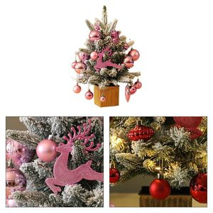 Árbol de Navidad flocado 2023 preiluminado con nieve, mini árbol de Navidad rojo para mesa, ideal para promoción - Product Image 5