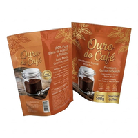 Sachet d'emballage personnalisé mat imprimé avec valve de dégazage, refermable à fermeture éclair, en aluminium et Mylar, pour 500g de café en poudre