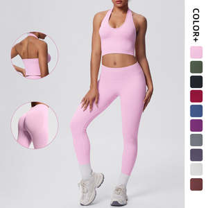 Ensemble de yoga personnalisé pour femmes, 5 pièces, respirant, grande taille, soutien-gorge push-up, legging de sport, tenue de fitness - Product Image 1