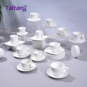 Tazas y Platillos de Té con Logotipo Personalizado, Tazas de Cerámica para Capuchino y Espresso de 150-300 ml, Taza de Café de Porcelana Blanca con Platillo - Product Image 3