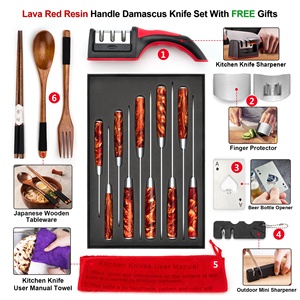 Mango de resina roja de lava 8 pulgadas Damasco 67 capas VG10 <span class=keywords><strong>cuchillos</strong></span> japoneses tallado de carne cuchillo rebanador de carne con caja de regalo - Product Image 4