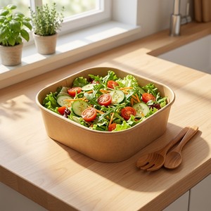 Tazones Cuadrados Desechables <span class=keywords><strong>de</strong></span> Papel Kraft, Reciclables, Aptos <span class=keywords><strong>para</strong></span> Alimentos, Recipientes <span class=keywords><strong>de</strong></span> Papel <span class=keywords><strong>para</strong></span> Pasta, Comida Frita y Postres - Product Image 1