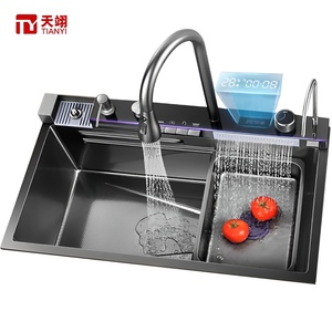 Dispensador de Jabón Digital para Fregadero de Cocina con Efecto Cascada, Lavador de Tazas, Efecto Lluvia, Acero Inoxidable - Product Image 1
