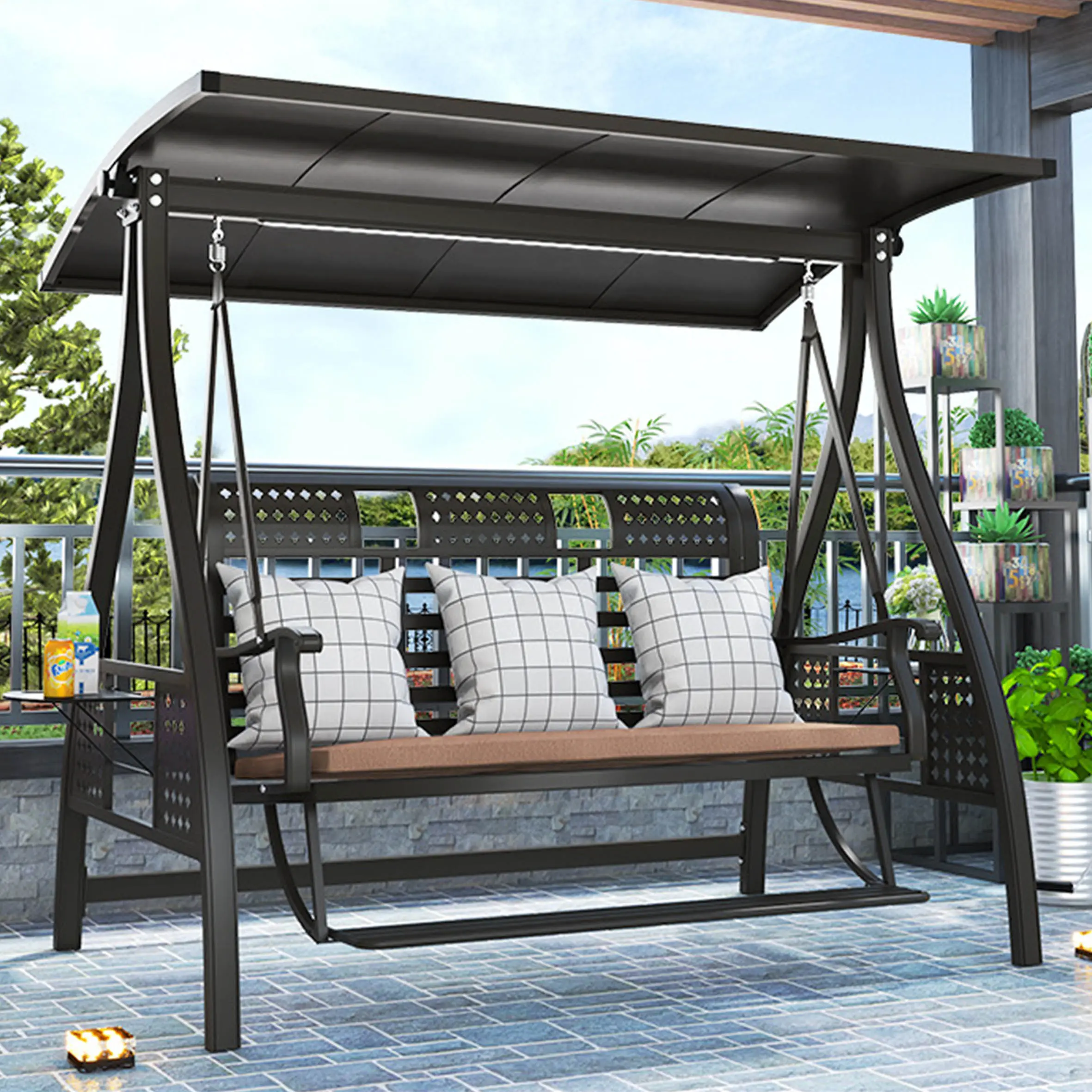 Ngoài trời 3 người Rocking Chair Swing, sân vườn ngoài trời võng đu ghế MỤC VỤ ban công treo ghế/