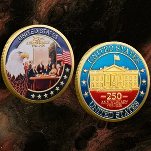 Pièce commémorative du 250e anniversaire de l'Amérique, conférence à la Maison Blanche, pièce commémorative en métal, relief, impression couleur, médaille souvenir - Product Image 1