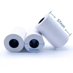 Venta caliente 57mm POS papel hasta utilizado para máquina de tarjeta de crédito 57x30 57x40 57x50 rollo de papel térmico de caja registradora