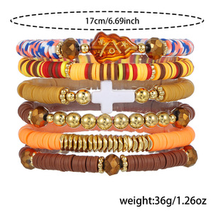 Conjunto de Pulseras de Arcilla Polimérica con Cuentas, Estilo Vintage Geométrico, Joyería Unisex de Moda, Primavera 2025, Origen Yiwu - Product Image 4