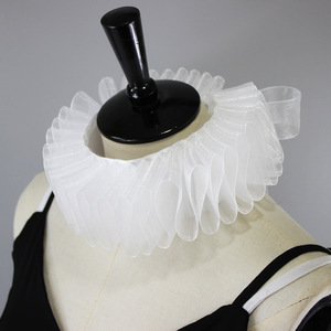 Satin soyeux <span class=keywords><strong>Clown</strong></span> Cosplay collier ras du cou écharpe écharpe Halloween fête scène victorienne élisabéthaine col à volants - Product Image 1