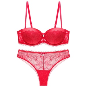 Set Intimo Donna Maturo all'Ingrosso, <span class=keywords><strong>Reggiseno</strong></span> Push-up con Coppe a Mezza Coppa Convertibili e Perizoma, Lingerie Elegante per Sposa - Product Image 1