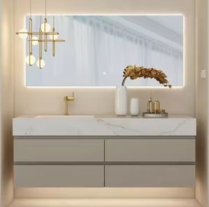 Meuble de salle de bain avec miroir et éclairage, style moderne, vasques de salle de bain - Product Image 5