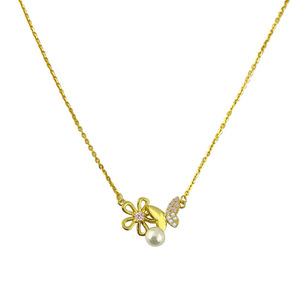 Collar clásico de circón de mariposa para mujer, colgante de perla de agua dulce Natural de plata de ley S925, collar de joyería de moda - Product Image 1