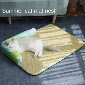 Fabrika fiyat çevre dostu Rattan kare soğutma Pet <span class=keywords><strong>Mat</strong></span> katı desen yıkanabilir dayanıklı köpekler için iyi dinlenme - Product Image 3