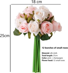 Precio de fábrica Flores artificiales Ventas al por mayor Ramo de rosas artificiales Ramo decorativo de boda de rosas de seda - Product Image 2