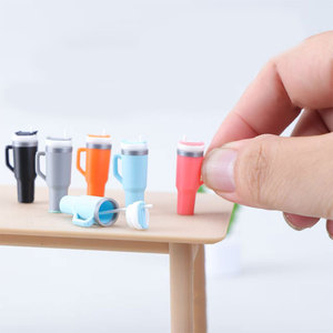Hot Sale Miniature Straw Mug 1:12 Dollhouse Mini Tumbler With Straw Miniature Scene Decor for Resin Crafts