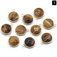 Bahan Perhiasan Liontin Batu Akik Kristal Potongan Bulat Bentuk Oblate untuk Gelang dan Kalung DIY