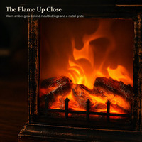 Lampe de cheminée de Noël à LED avec effet de flamme vacillante, lanterne alimentée par piles et USB, décoration de table pour la maison, le bar, la fenêtre