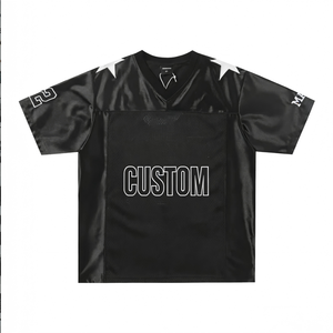 Individuell Bedruckter OEM-Service Herren V-Ausschnitt Polyester/Baumwolle Mesh Sommer T-Shirts Übergroße Vintage Boxy Retro Fußball-T-Shirts - Product Image 1