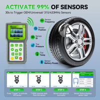 Solution 2-en-1 : Scanner OBD et capteur TPMS universel programmable 315 MHz 433 MHz – Outil de diagnostic pour TPMS automobile