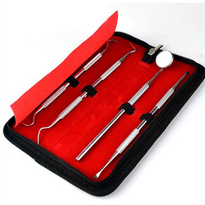 Stainless Steel Dental Oral Care <b>Tools</b> 4 Piece Set With Mirror Probe Teeth Cleaning <b>Kit</b> For Home Use - Product Image 1