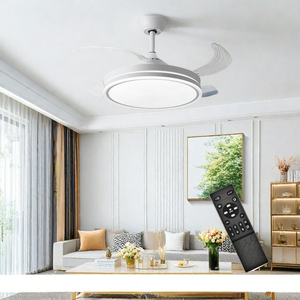 Thiết kế hiện đại DC LED Quạt trần 3-MÀU phòng tắm 6-tốc độ thay đổi độ sáng thông minh điều khiển từ xa nhà máy OEM ODM vô hình - Product Image 3