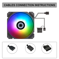 Ventilateur de refroidissement pour PC GAMEMAX FN-12Rainbow-C9 ARGB 120 mm, boîtier d'ordinateur 1250 ARGB 12V Gaming 3 broches 4 broches
