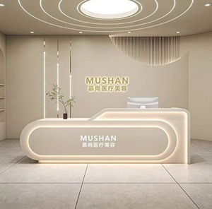 Mostrador de Recepción Redondo con Acabado Pintado, Diseño Creativo en Arco, Mostrador para Vestíbulo de Empresa, Barra de Servicio para Salón de Belleza, Personalizado - Product Image 1