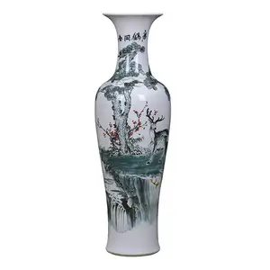 大1.6米手绘青花瓷花瓶大落地陶瓷艺术品，令人印象深刻的装饰展示
