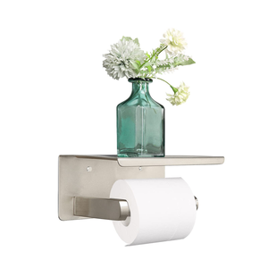 Self Adhesive Matte <b>Black</b> Toilet <b>Paper</b> Holder with Shelf Toilet <b>Paper</b> Roll Holder Toilet Roll Holder - Product Image 1