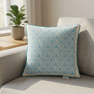 Luxury Home <b>Decorative</b> Square Cushion Cover 100% Cotton Durable Comfortable Solid Pattern Block Printed All-Season Customizable - Product Image 5