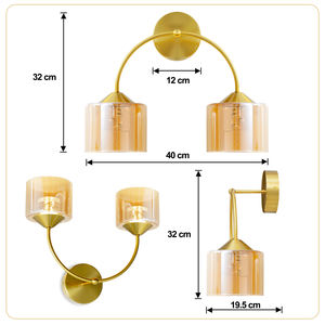 <b>Modern</b> Luxury LED <b>Wall</b> Lamp Gold Iron Crystal Body Milk White Acrylic Lampshade Warm White Home Interior <b>Lighting</b> for Bedroom - Product Image 3