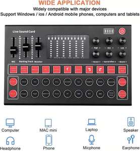 Équipement de diffusion en direct Yaika M9, carte son avec éclairage couleur, interface USB, 6 canaux, batterie intégrée, transmission filaire compatible - Product Image 3