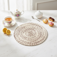 Napperon de table élégant et écologique en polyester et coton, style zen asiatique, diamètre 30 cm, épaisseur 1 cm, doux et durable, pour la maison et la cuisine