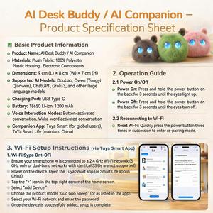 Study Buddy <b>Plush</b> <b>Toy</b> with Glowing Eyes Soft Fuzzy Companion for Kids 11CM PP Cotton Filled Unisex - Product Image 3