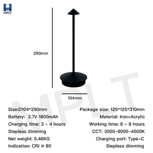 Modern Cordless Rechargeable Restaurant <strong>Table</strong> Lamps Touch Control LED with 1800mAh Battery for Hotel &amp; Home Decor - Product Image 4