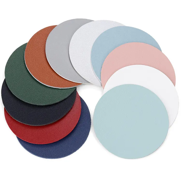 Wholesale Double-sided Heat Insulation Pad PU Leather Coffee Cup Pad PVC Leather Placemat Table Setting Coaster For Drink