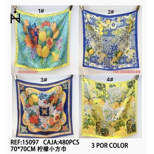 Fazzoletto quadrato Lemon Square 70x70 cm, sciarpa stampata per donna, accessorio moda - Product Image 3