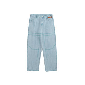 Hip Hop elegante negro bordado de alta calidad azul Denim Jeans Pantalones Custom Baggy Jeans para hombres - Product Image 6