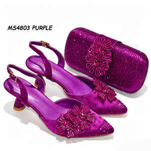Latest Wholesale Low Heels Italian <strong>Peach</strong> Dress <strong>Shoes</strong> and Bag Matching Set Nigerian Style Women - Product Image 4