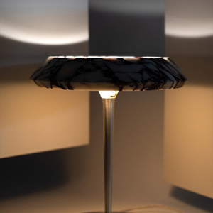 Lámpara de Mesa de Mármol Natural para Dormitorio, Decoración de Mármol Flore Calacatta Viola, Pantalla de Lámpara con Base de Metal - Product Image 5