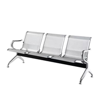 Chaises d'extérieur modernes pour 3 personnes, siège en cuir PU, durables, faciles à nettoyer, en aluminium, usage commercial, centre commercial, aéroport, hôpital, gare, école