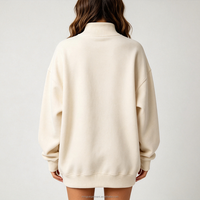 Sweat-shirt surdimensionné personnalisé pour femme, col montant, avec patchs écossais brodés, style vintage, pour Noël, décontracté, en polaire