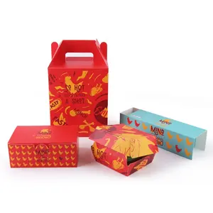 Hot Sale Customized Foods Grade Restaurant Paper Bag Fried Chicken Box Packaging Series With Logo