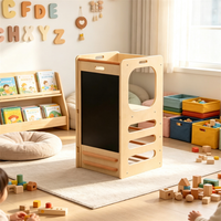 Tours d'escalade en bois Montessori pour enfants avec toboggans, tour d'apprentissage pliable et réglable, marchepied d'aide en cuisine Montessori