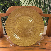 Assiettes de présentation rondes en verre rouge transparent de luxe, design classique et élégant, écologiques, pour mariages et fêtes (6-10 cm)