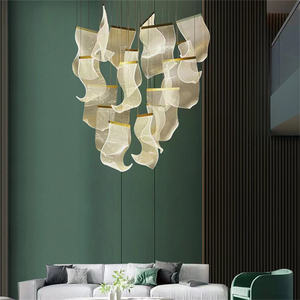 โคมไฟระย้าทรงยาวสไตล์เรโทรสำหรับห้องรับประทานอาหาร ใช้หลอดไฟ LED E26 E27  วัสดุอะลูมิเนียมและอะคริลิค - Product Image 1